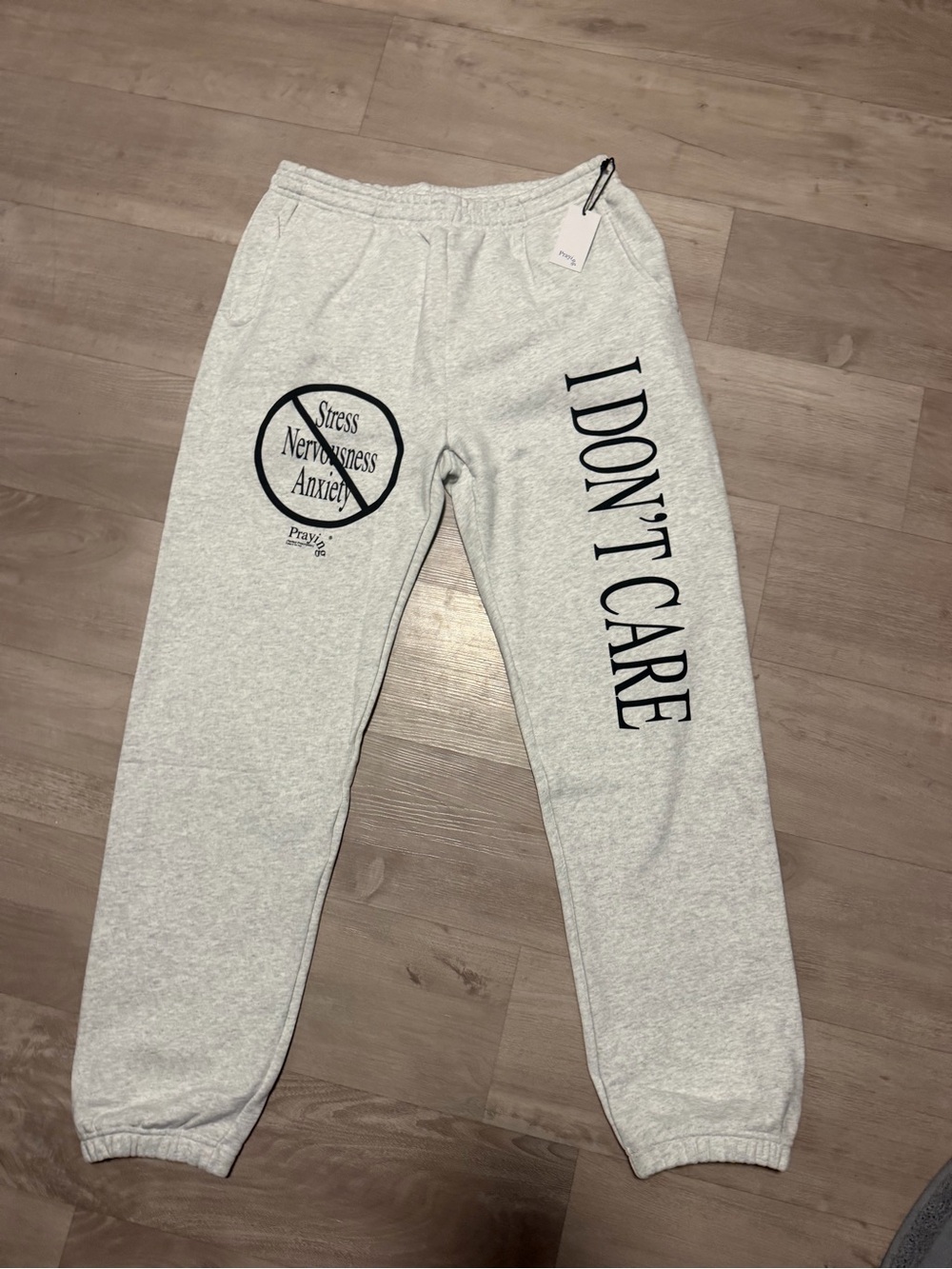 I DON'T CARE Heather Gray Men's Graphic Joggers